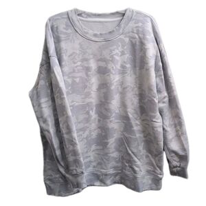 Lululemon Sweatshirt Womens Size 18 Gray Camouflage Perfectly Oversized Crew